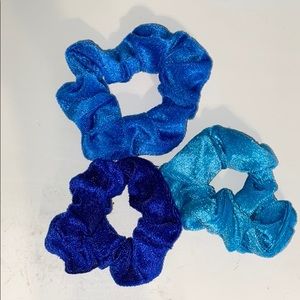 3 Blue Velvet Scrunchies